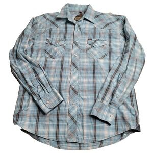 Rafter C Red Dirt Collection Pearl Snap Long Sleeve Plaid Shirt Men's Large